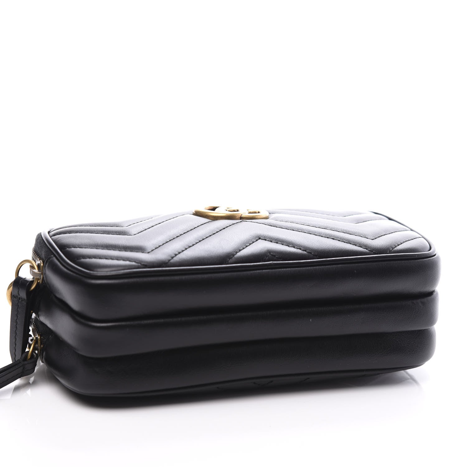 Gucci Calfskin Matelasse Mini GG Marmont Chain Crossbody Bag Black 3 of 10