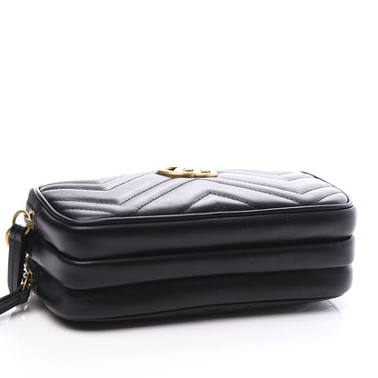 Gucci Calfskin Matelasse Mini GG Marmont Chain Crossbody Bag Black 3 of 10