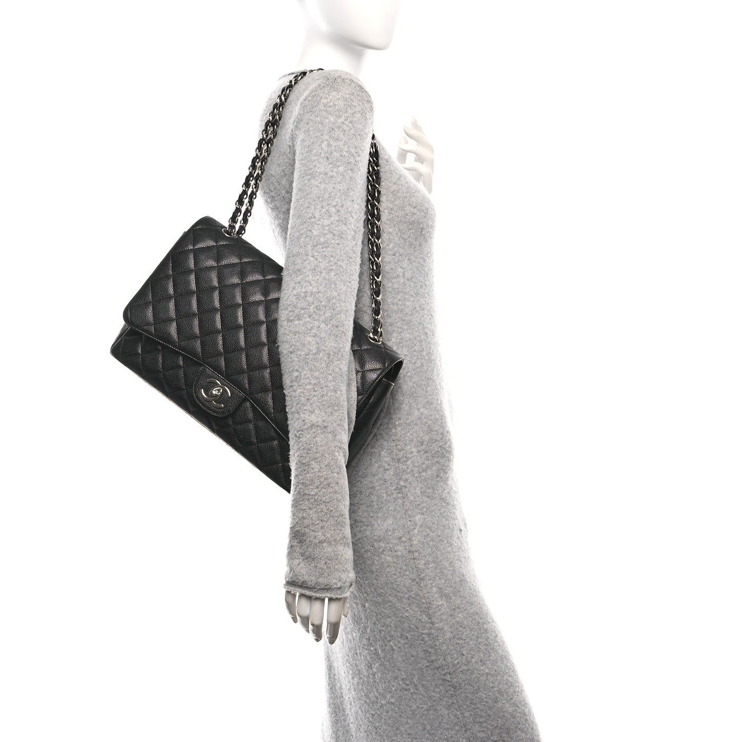 Caviar Quilted Maxi Double Flap Black