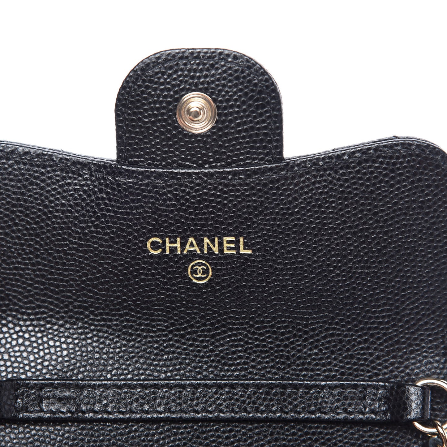 Caviar Quilted Flap Card Holder On Chain Black