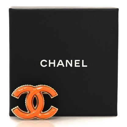 Chanel Metal Enamel CC Brooch Gold Orange 4 of 4