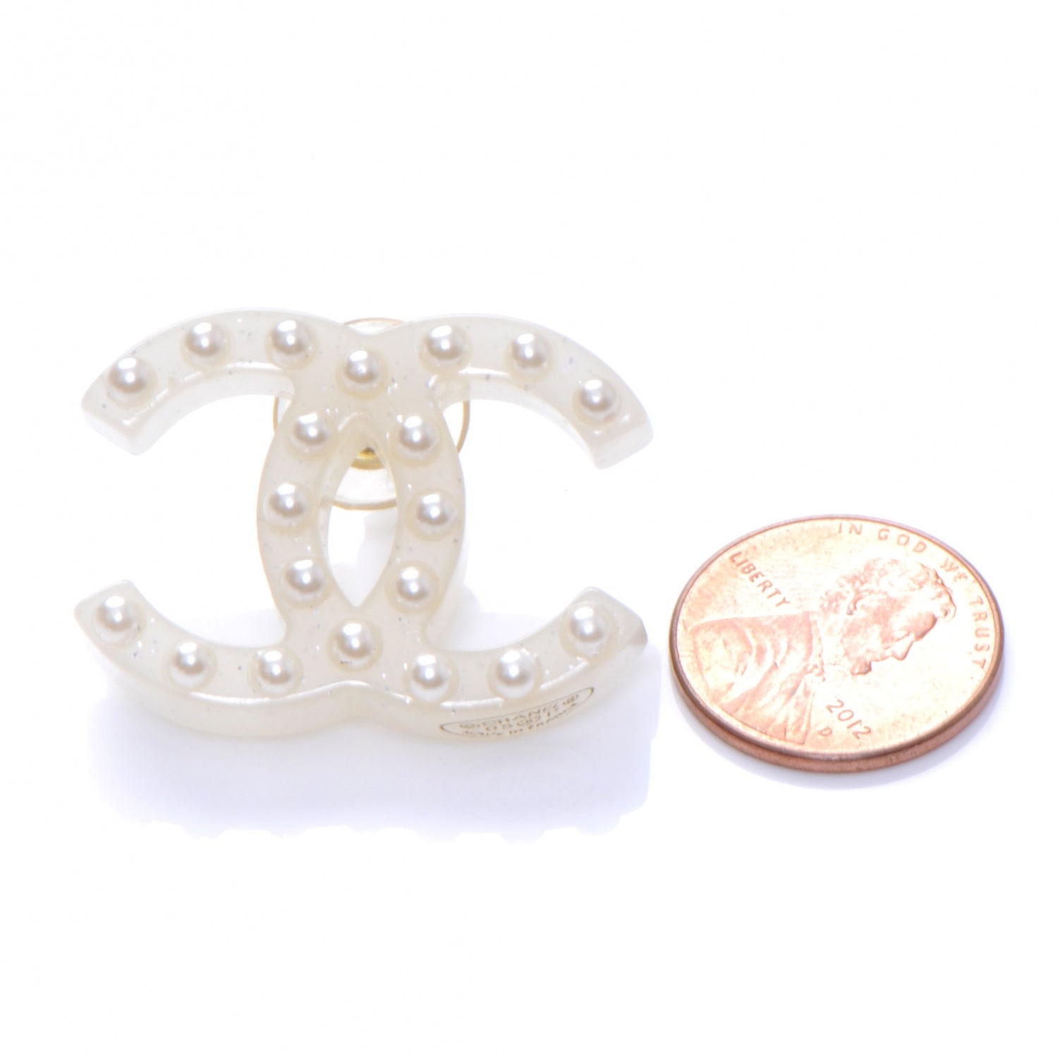 Chanel Pearl CC Resin Logo Earrings 4 of 4