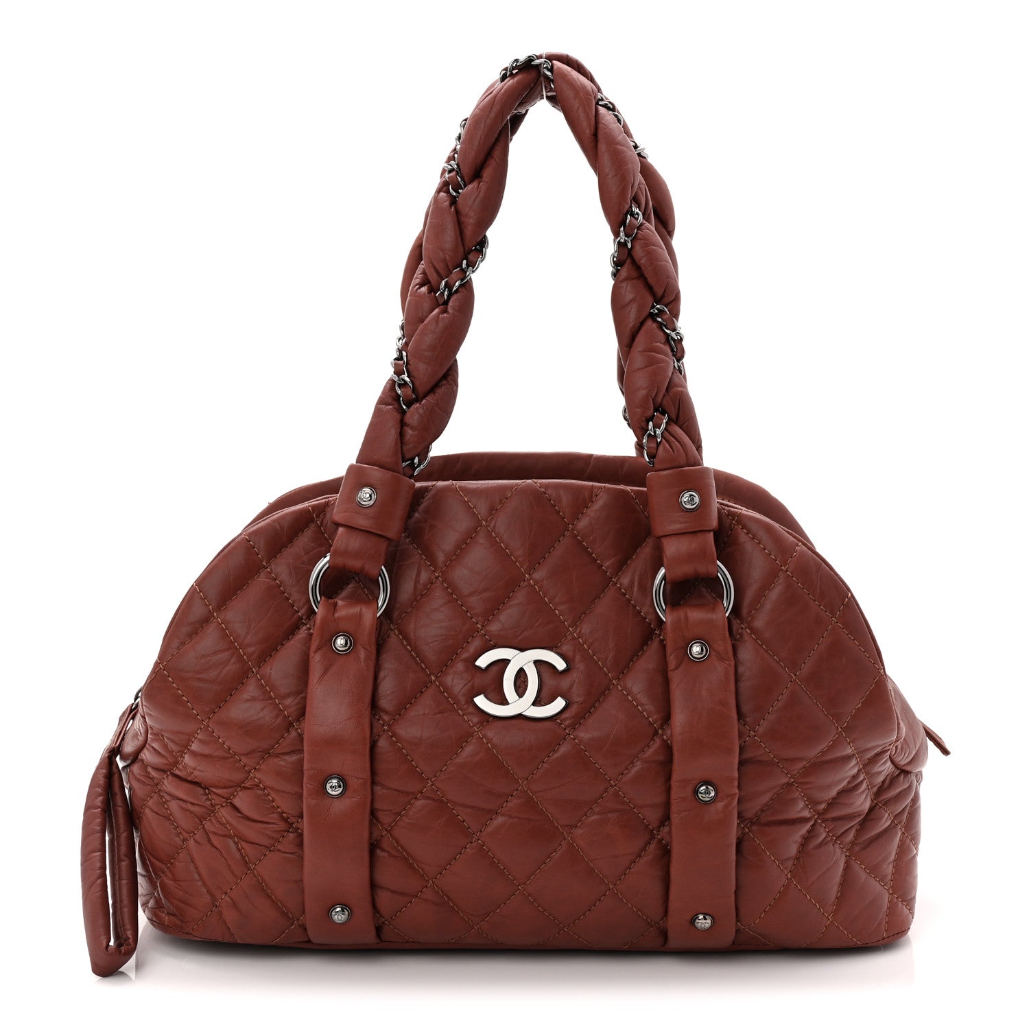 Chanel Distressed Lambskin Vintage Ligne Lady Braid Tote Brown 1 of 11