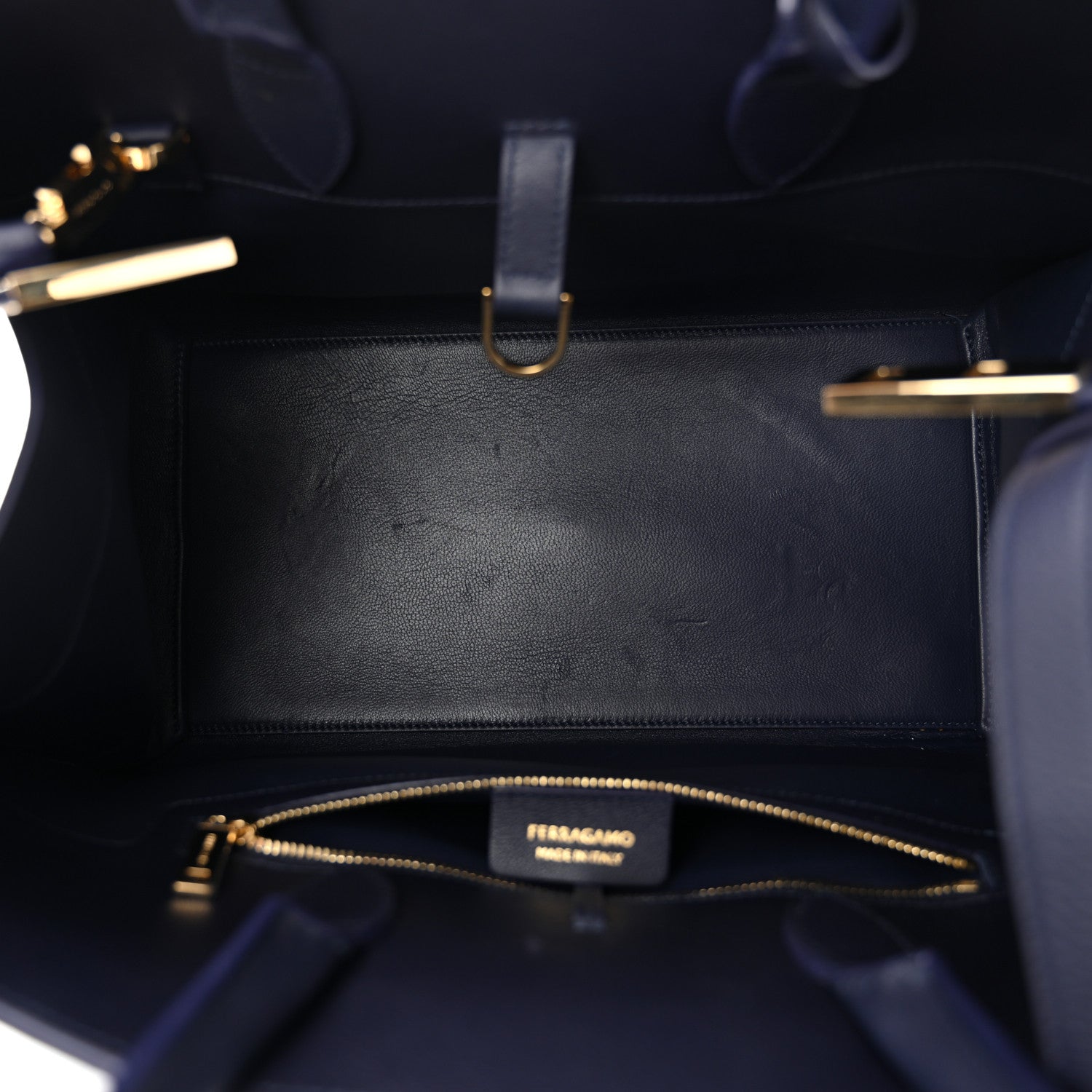 Salvatore Ferragamo Calfskin Small Hug Bag Midnight 5 of 12