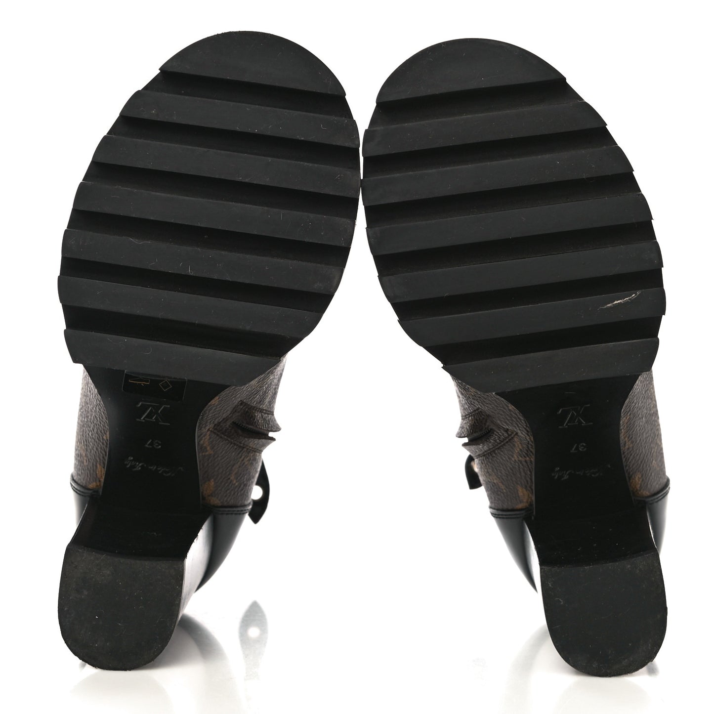 Patent Calfskin Monogram Star Trail Ankle Boots 37 Black
