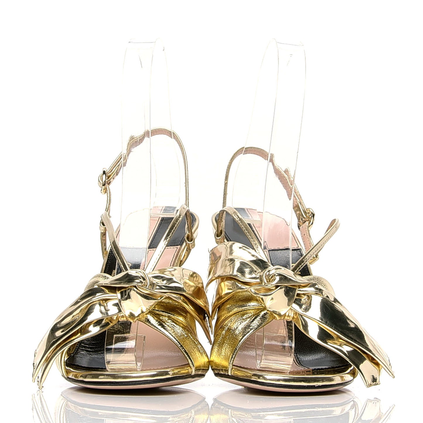 Metallic Nappa Bow Daphne High Heel Sandals 36.5 Platino