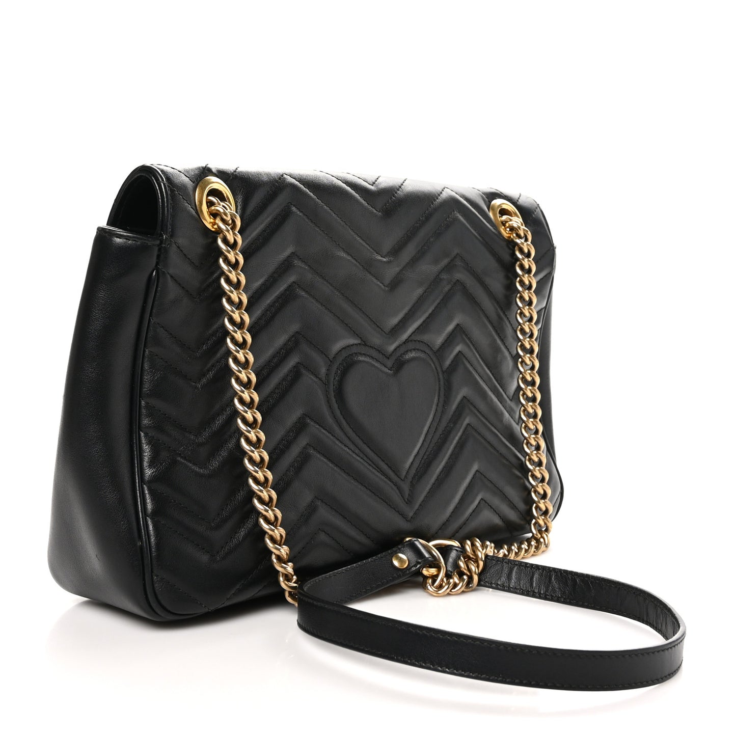 Calfskin Matelasse Medium GG Marmont Shoulder Bag Black