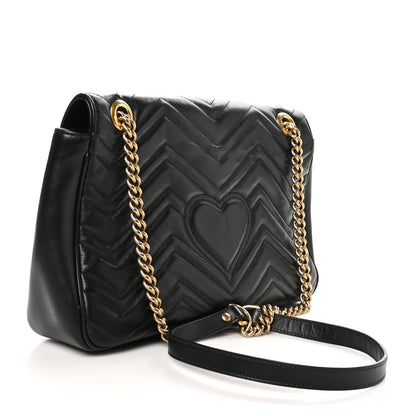 Gucci Calfskin Matelasse Medium GG Marmont Shoulder Bag Black 3 of 10