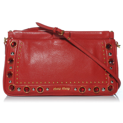 Miu Miu Leather Crystal Embellished Pochette Rosso 1 of 7
