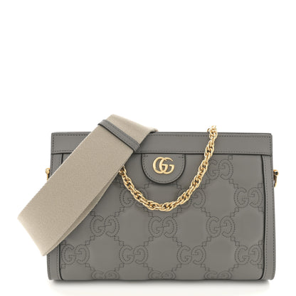 Gucci Calfskin GG Matelasse Small Slim Chain Shoulder Bag Dusty Grey Natural 1 of 10
