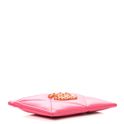 Chanel Shiny Goatskin Quilted Chanel 19 Card Holder Dark Pink 4 of 10