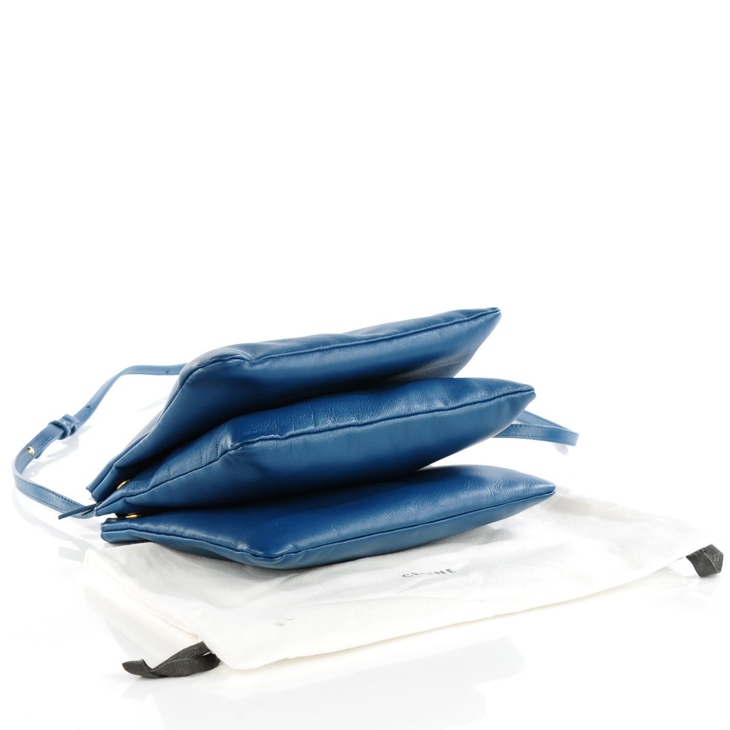 Lambskin Large Trio Crossbody Metallic Blue