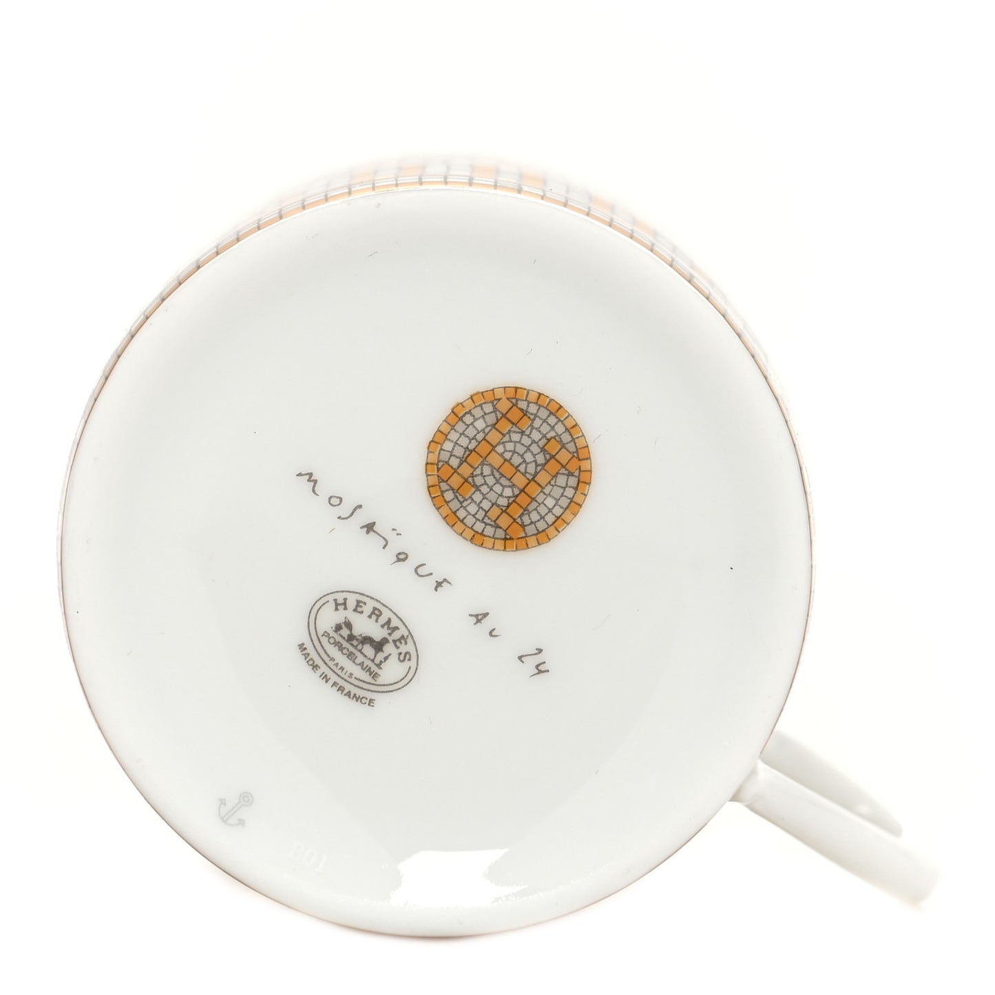 Porcelain Mosaique Au 24 Gold Coffee Cup and Saucer Set of 2