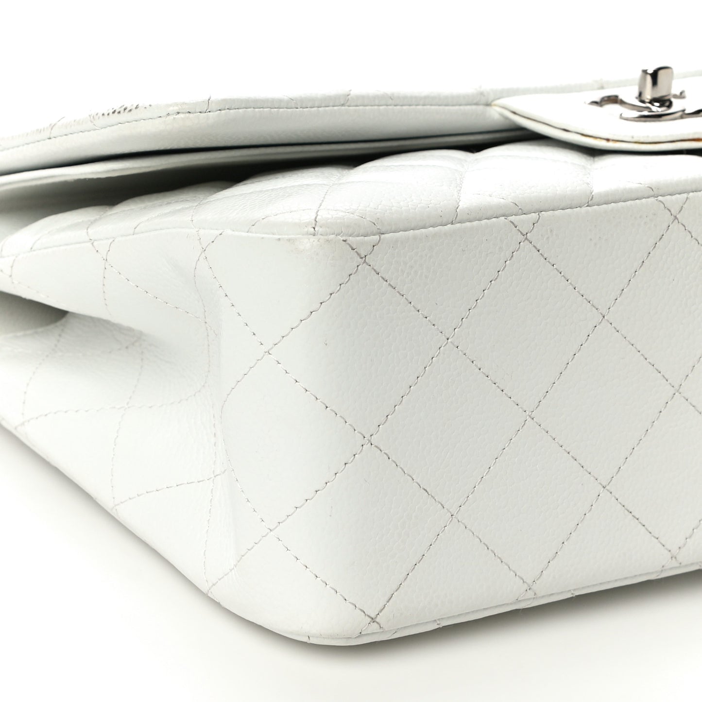 Caviar Quilted Jumbo Double Flap White