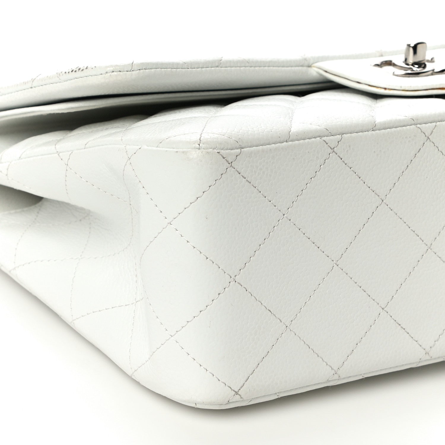 Chanel Caviar Quilted Jumbo Double Flap White 9 of 10