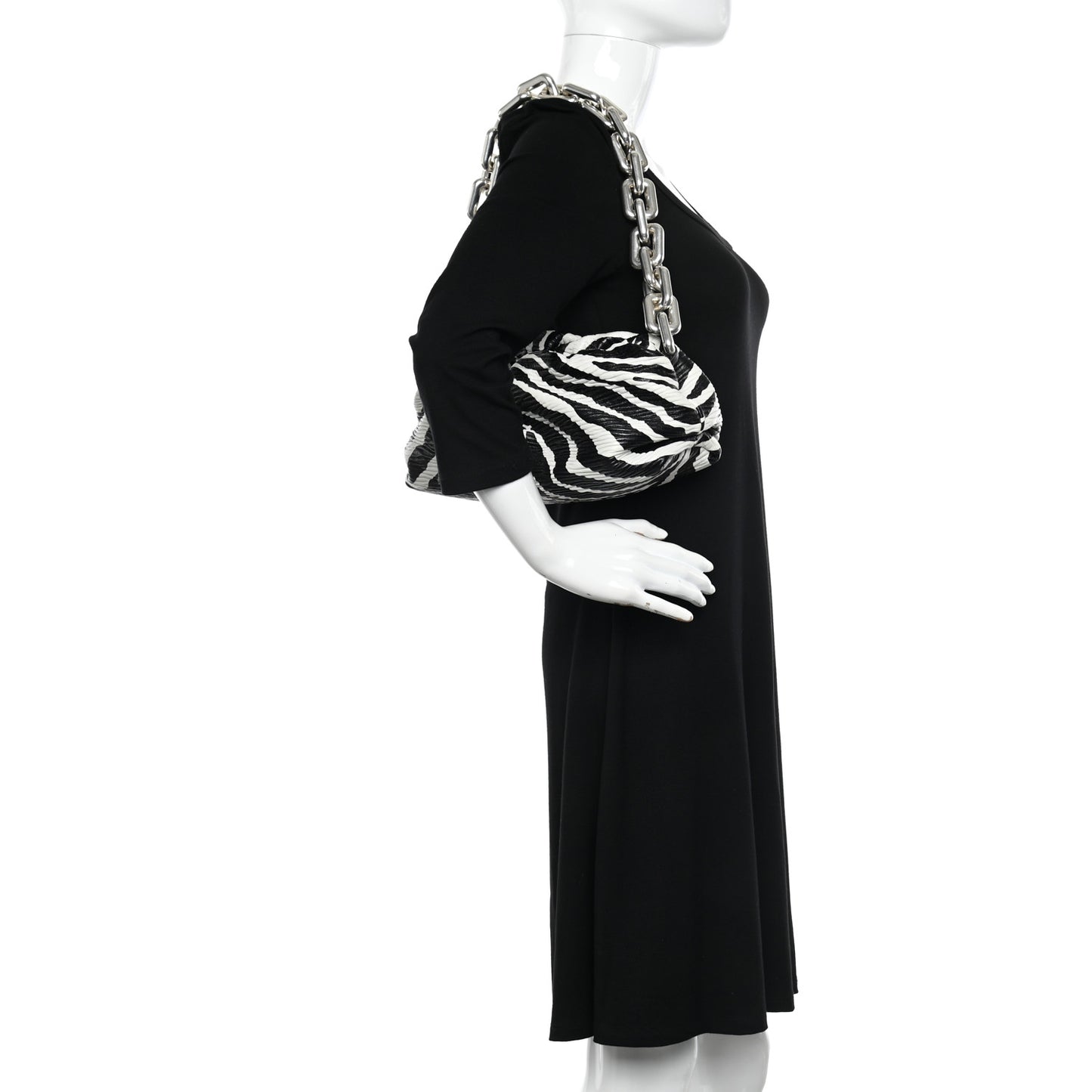 Nappa Zebra Print The Pouch Chain White Black