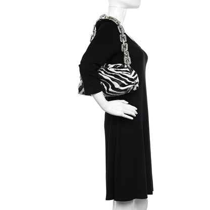 Bottega Veneta Nappa Zebra Print The Pouch Chain White Black 2 of 10