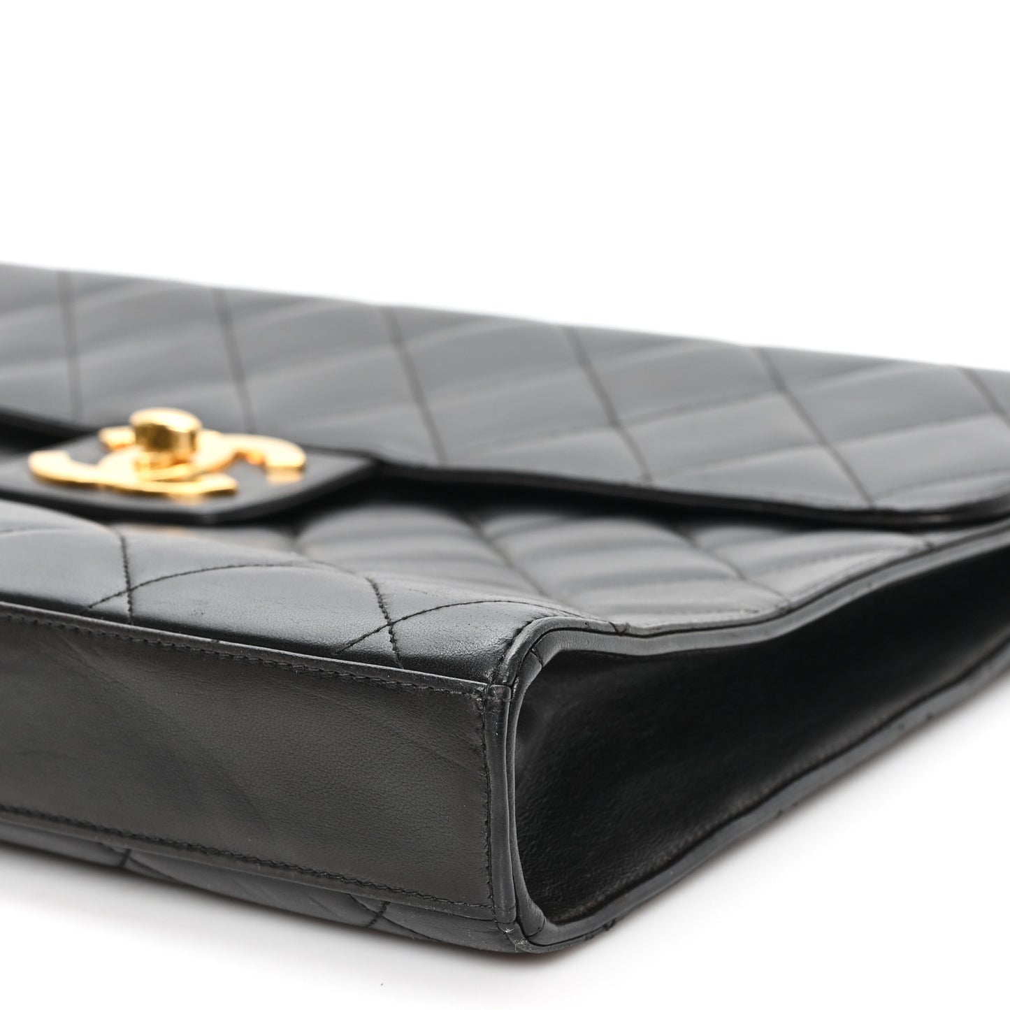 Lambskin Quilted Briefcase Laptop Bag Black