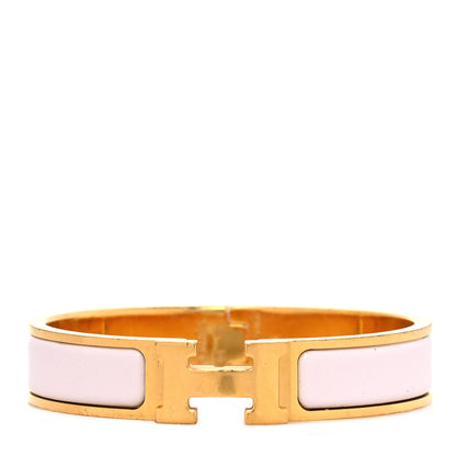 Hermes Enamel Narrow Clic Clac H Bracelet GM Rose Dragee 1 of 5