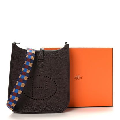 Hermes Taurillon Clemence Maxi Quadrille Evelyne TPM Rouge Sellier Bleu Bill Biscuit Rouge H 9 of 9