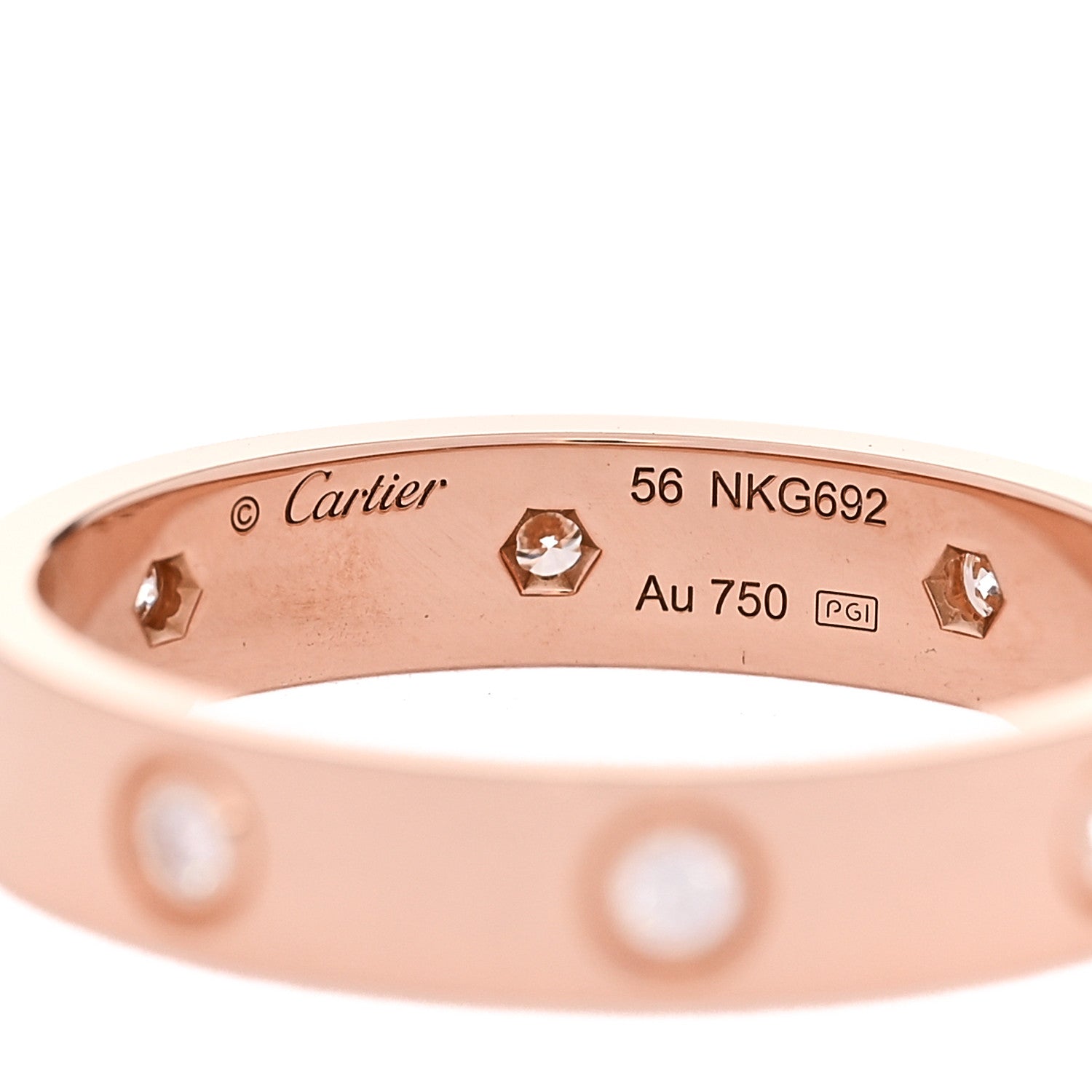 Cartier 18K Pink Gold 8 Diamond 4mm LOVE Wedding Band Ring 56 7.5 4 of 4