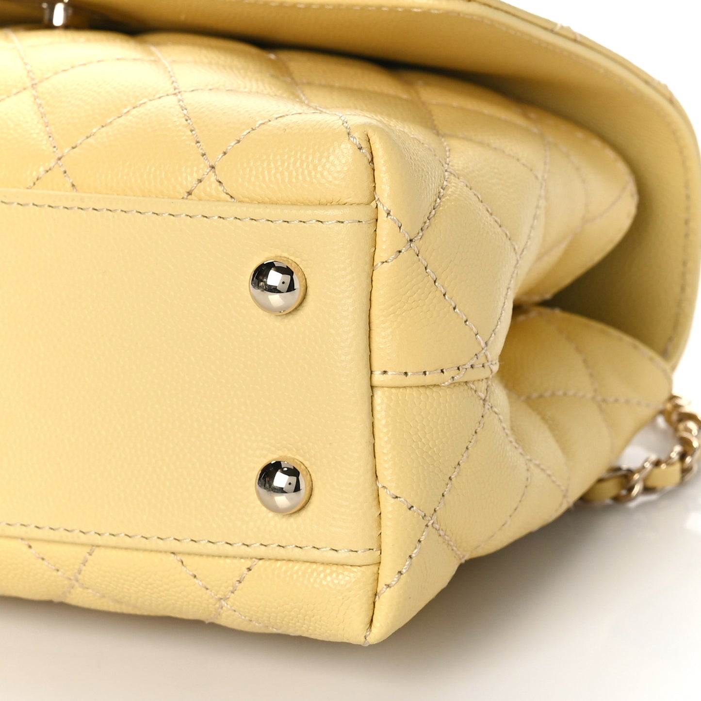 Caviar Quilted Mini Coco Handle Flap Yellow