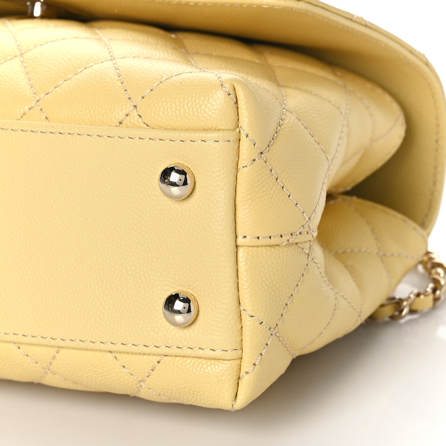Chanel Caviar Quilted Mini Coco Handle Flap Yellow 8 of 9