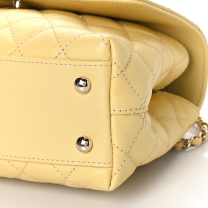 Chanel Caviar Quilted Mini Coco Handle Flap Yellow 8 of 9