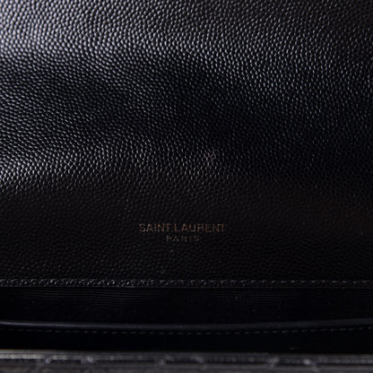 Saint Laurent Grain De Poudre Textured Mixed Matelasse Triquilt Medium Monogram Satchel Black 8 of 9