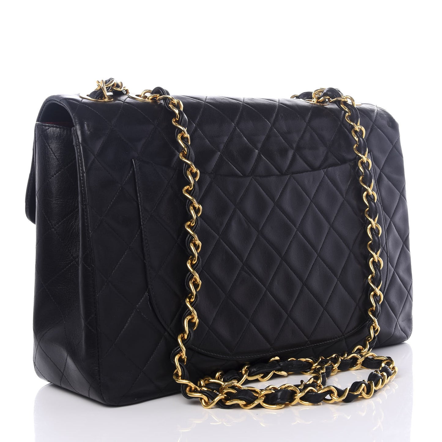 Lambskin Quilted XL Jumbo Single Flap Black