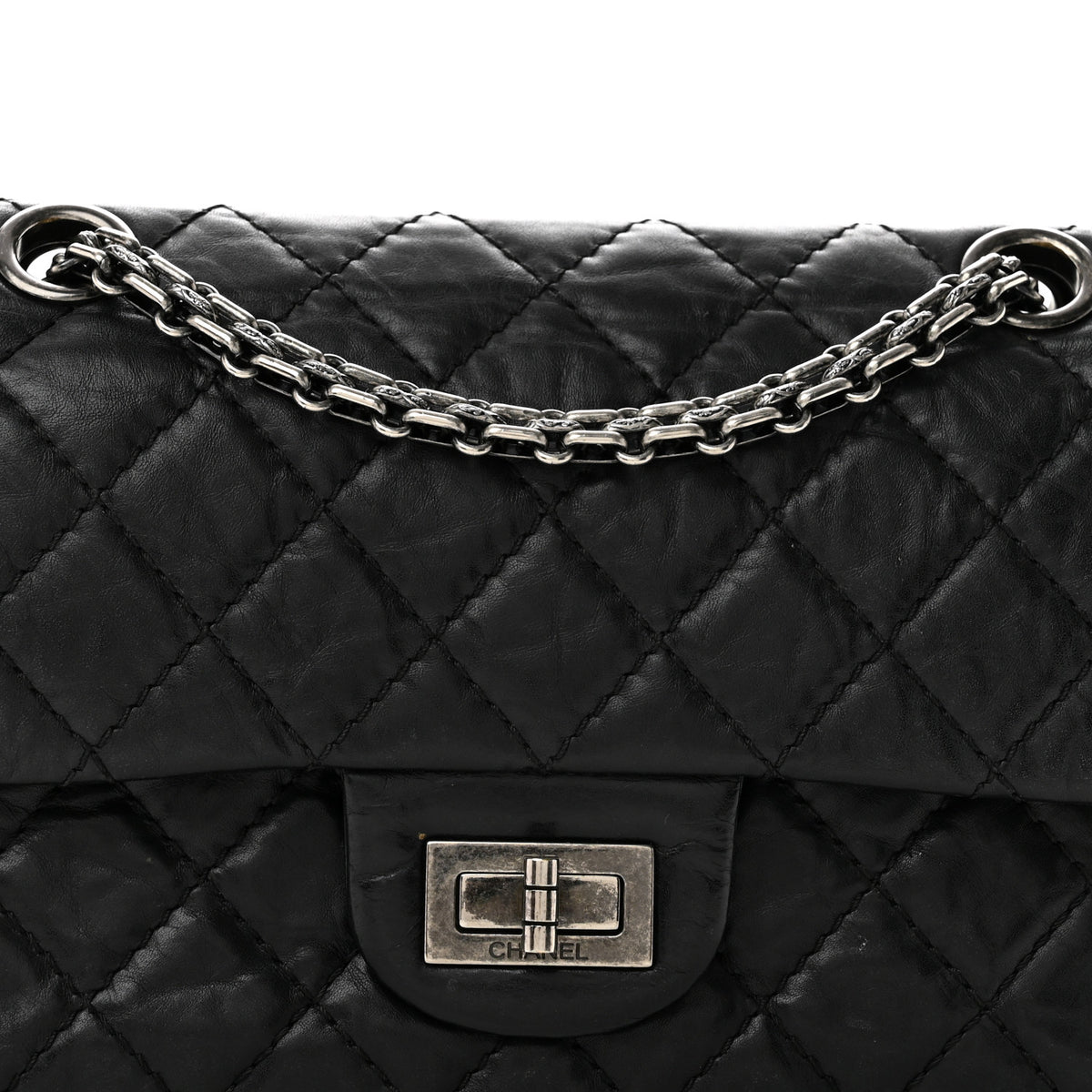 Chanel Aged Calfskin Quilted 2.55 Reissue Mini Flap Black 8 of 13