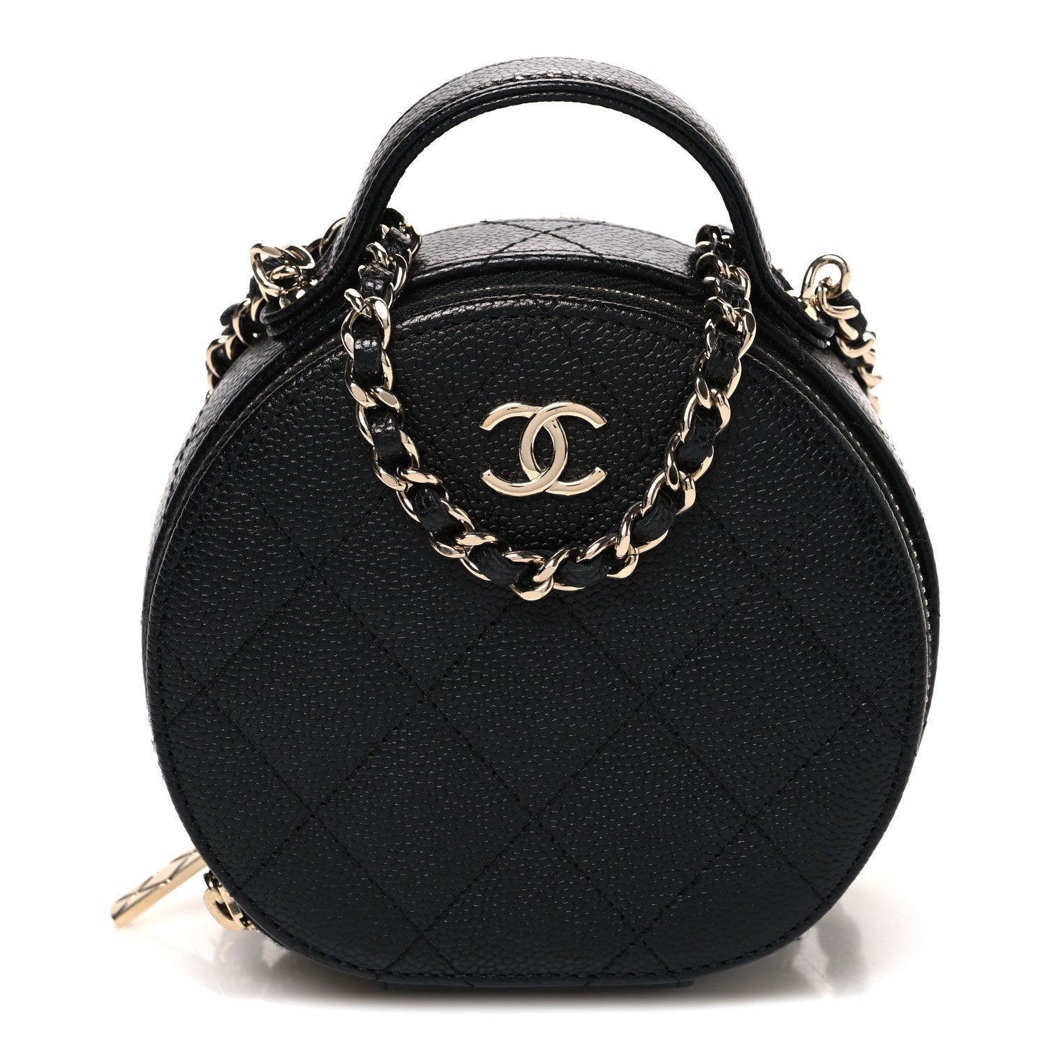 Chanel Caviar Quilted Round Handle With Care Vanity With Chain Black 1 of 10