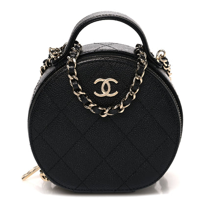 Chanel Caviar Quilted Round Handle With Care Vanity With Chain Black 1 of 10