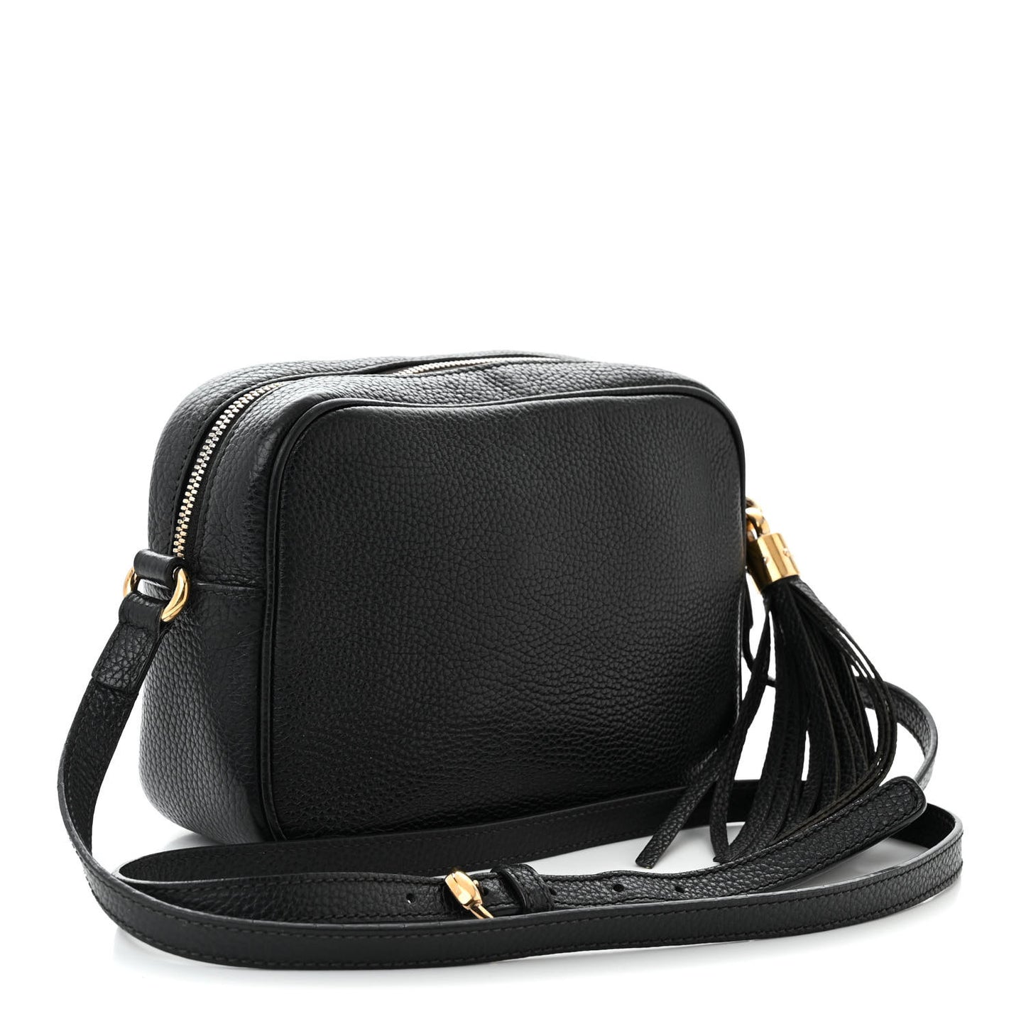 Pebbled Calfskin Small Soho Disco Bag Black