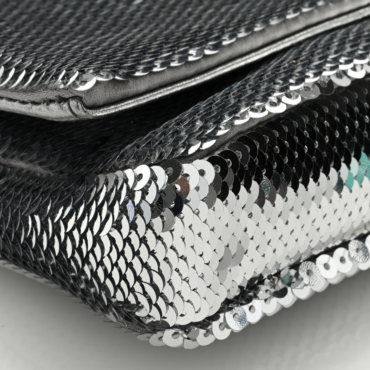 Miu Miu Paillettes Crystal Sequin Flap Argento 8 of 9