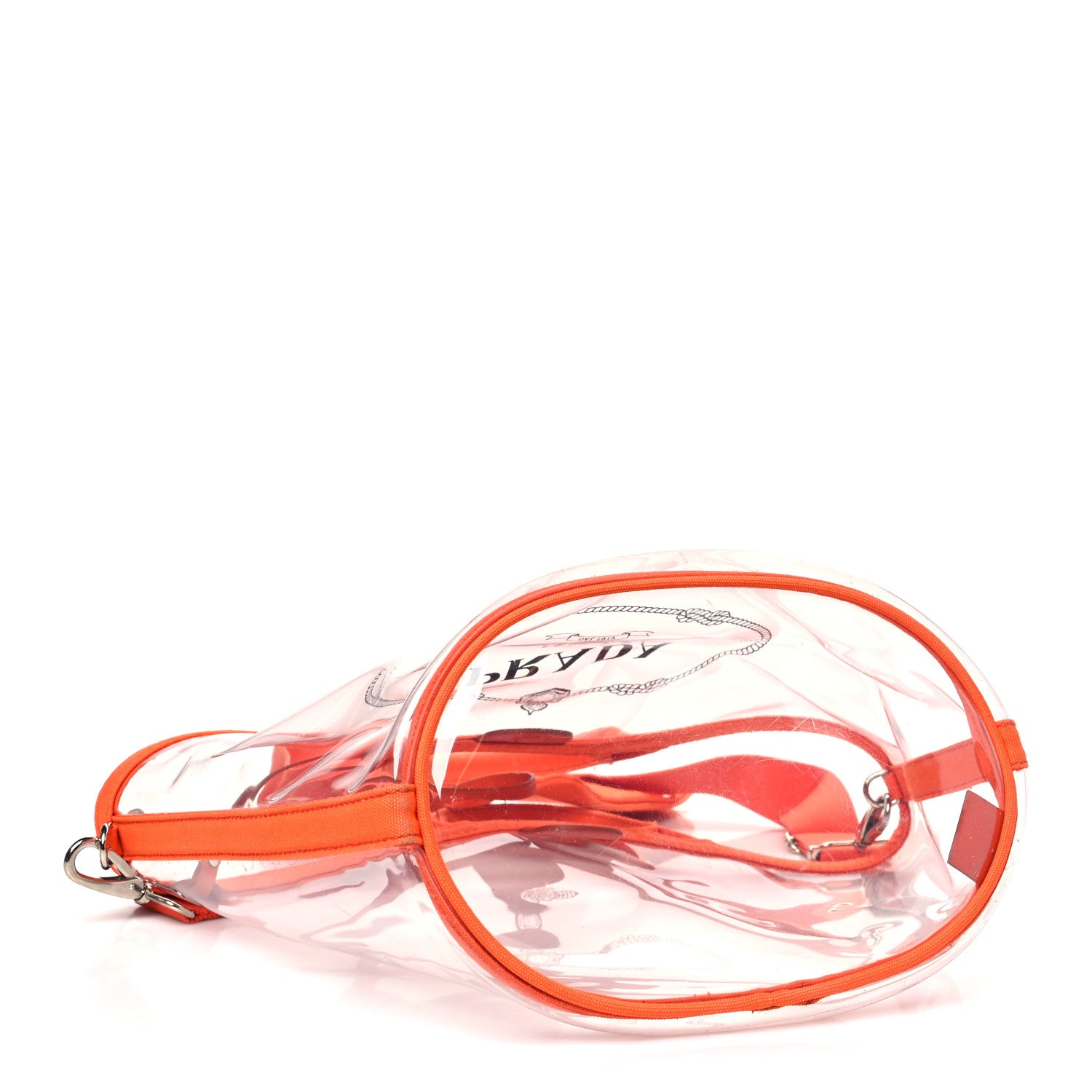Prada Plexiglass Canapa Small Shopper Tote Arancio 5 of 12