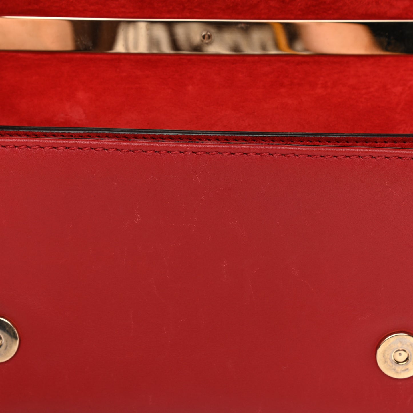Vitello Buckle Rockstud Flap Bag Red