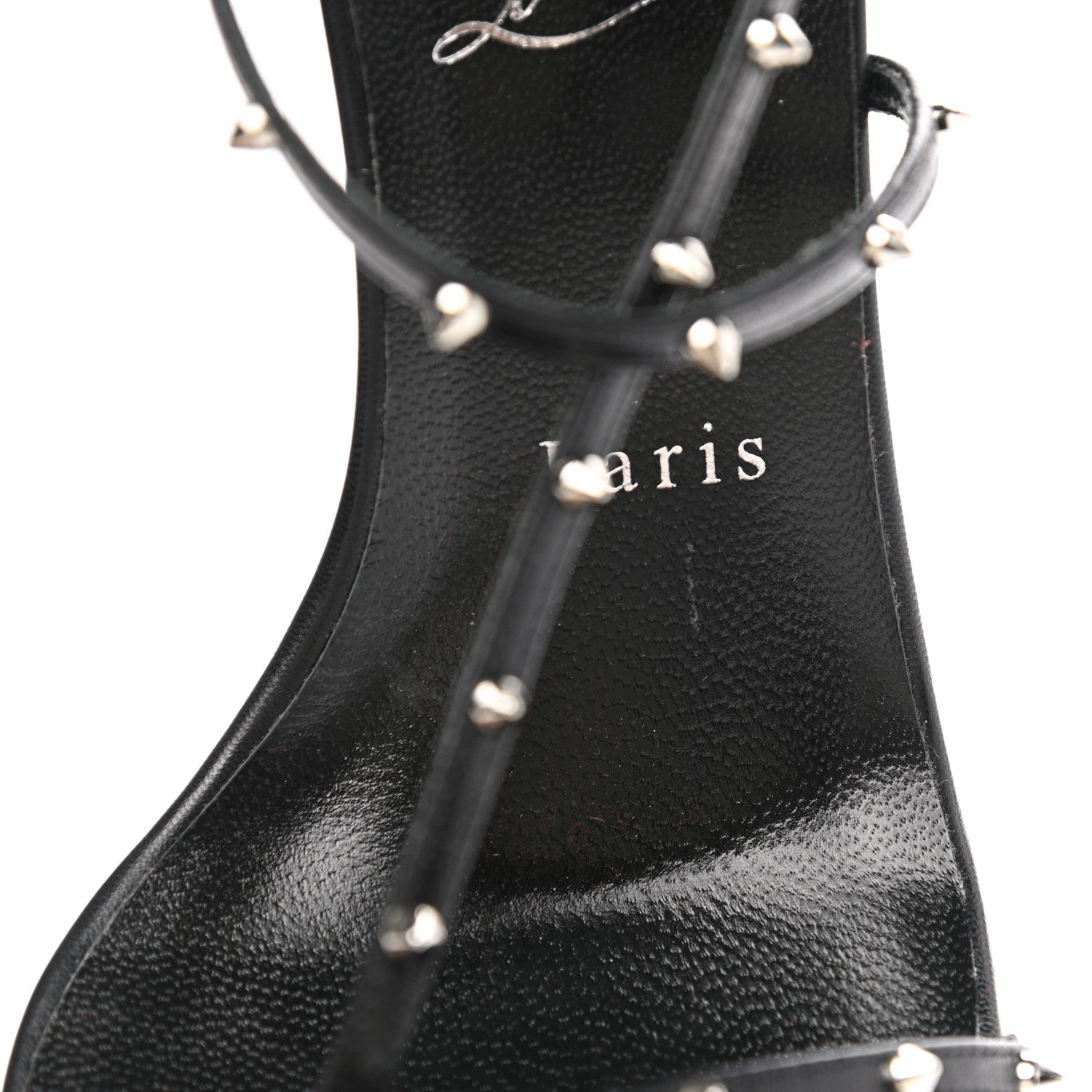 Christian Louboutin Kid Riojana 100 Spiked Sandals 38.5 Black 11 of 11