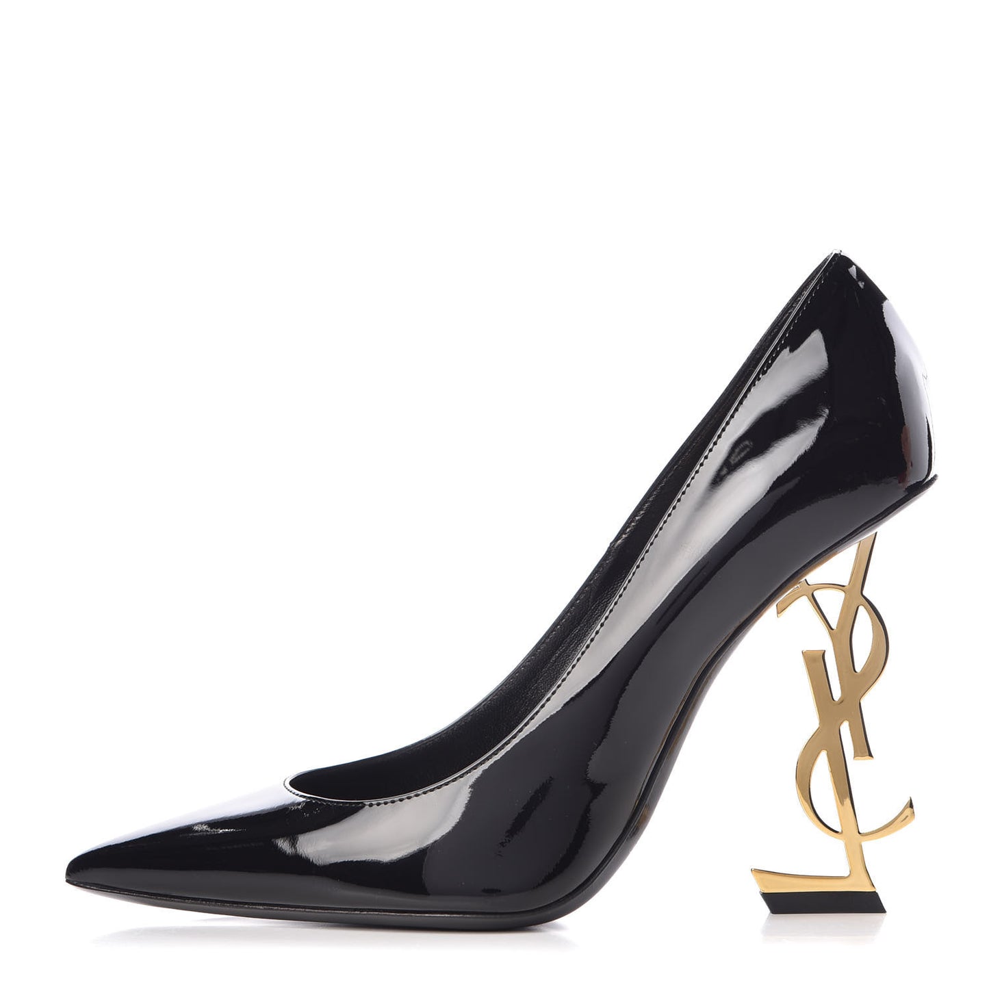 Patent Calfskin Opyum 110 Pumps 38 Black Gold