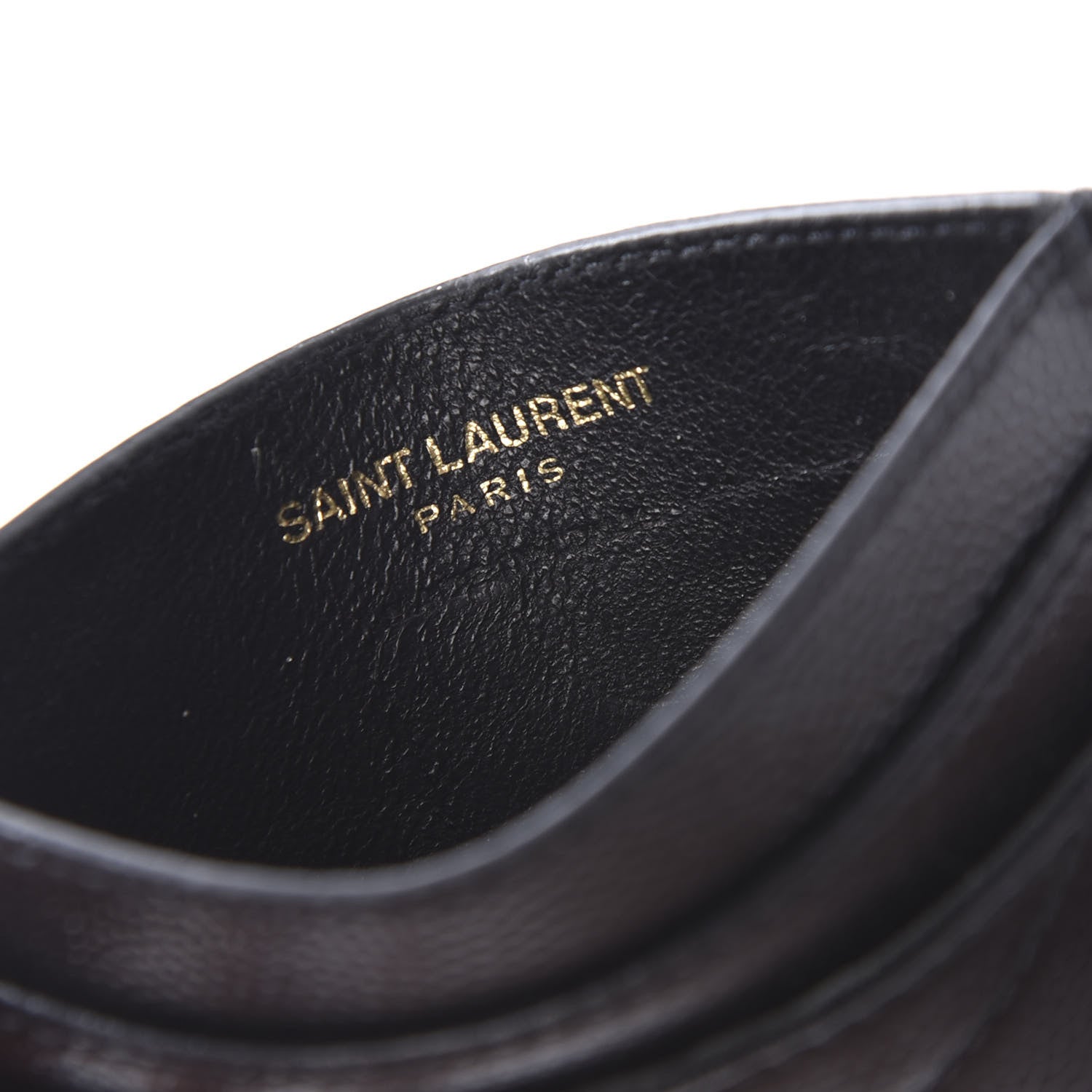 Saint Laurent Grain De Poudre Matelasse Chevron Monogram Credit Card Case Black 6 of 8