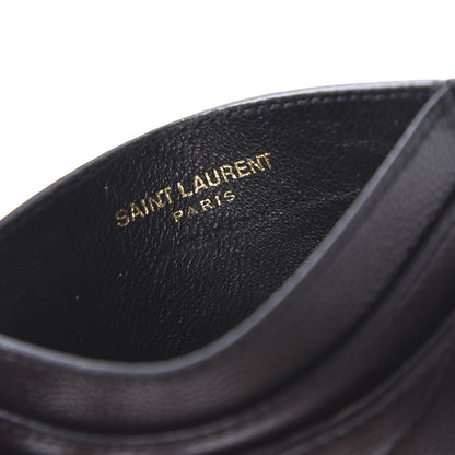 Saint Laurent Grain De Poudre Matelasse Chevron Monogram Credit Card Case Black 6 of 8