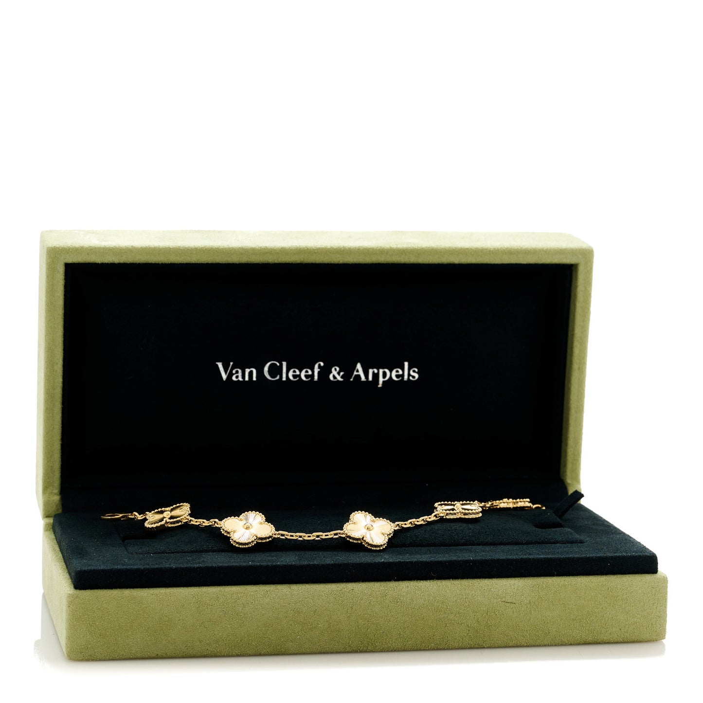 18K Yellow Gold 5 Motifs Guilloche Vintage Alhambra Bracelet