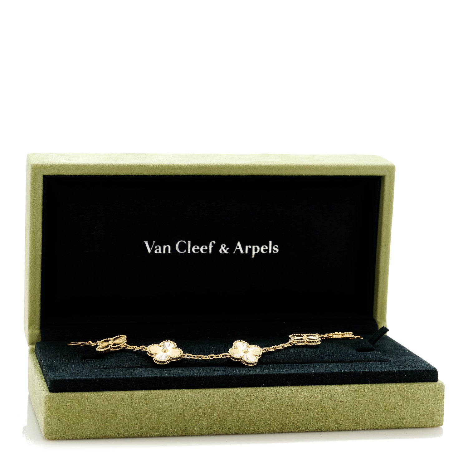 Van Cleef & Arpels 18K Yellow Gold 5 Motifs Guilloche Vintage Alhambra Bracelet 5 of 5