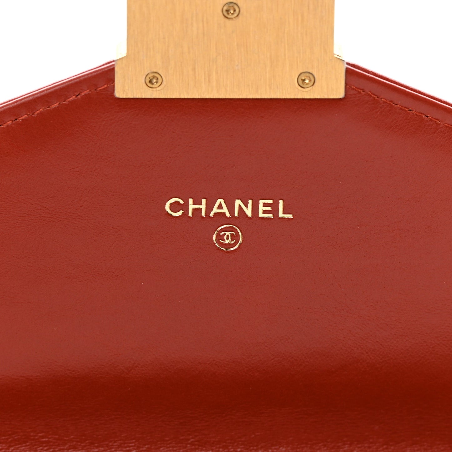 Calfskin Chevron Quilted Medal Wallet On Chain WOC Red