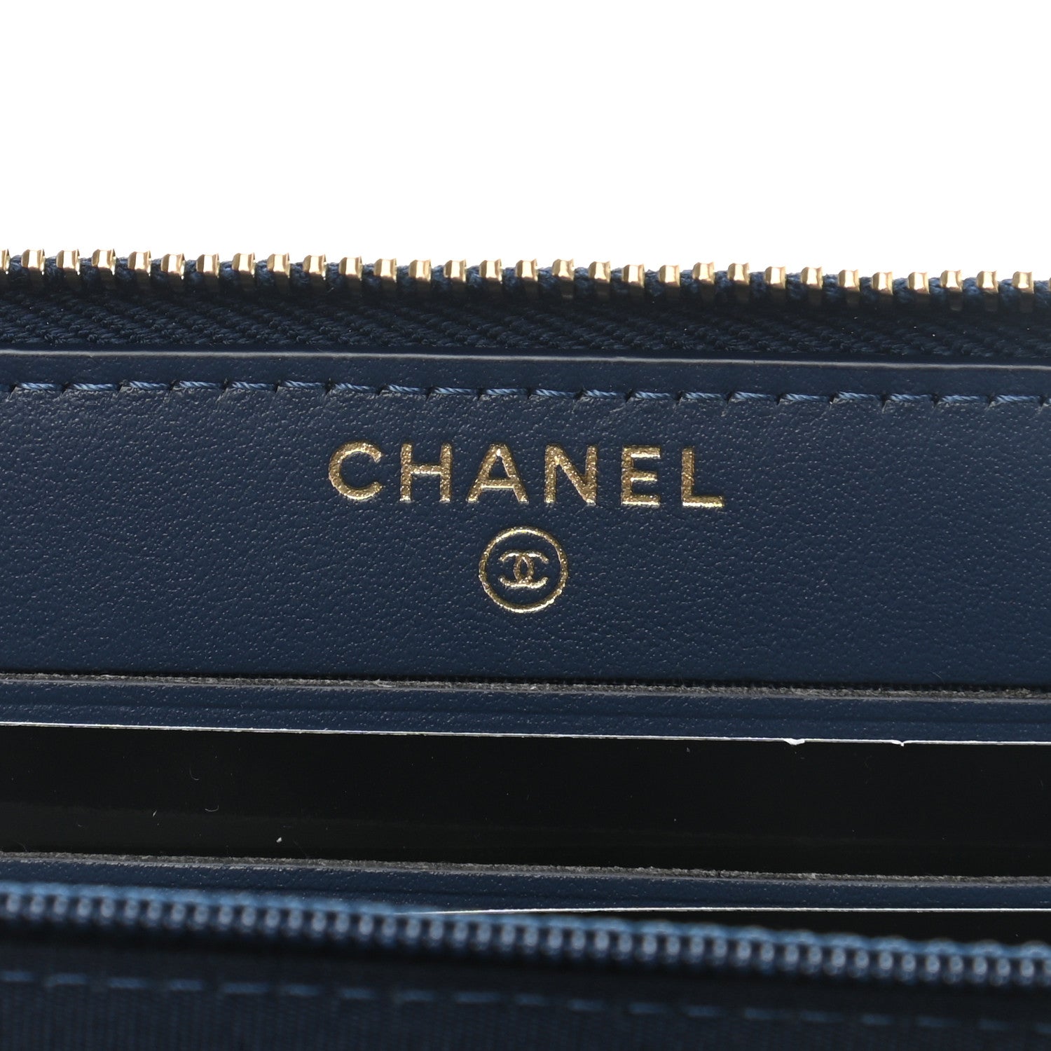 Chanel Caviar Studded Deauville Small Zip Around Wallet Navy 6 of 8
