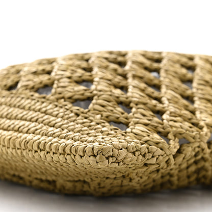 Prada Yarn Raffia Effect Embroidered Logo Tote Oliva 9 of 10