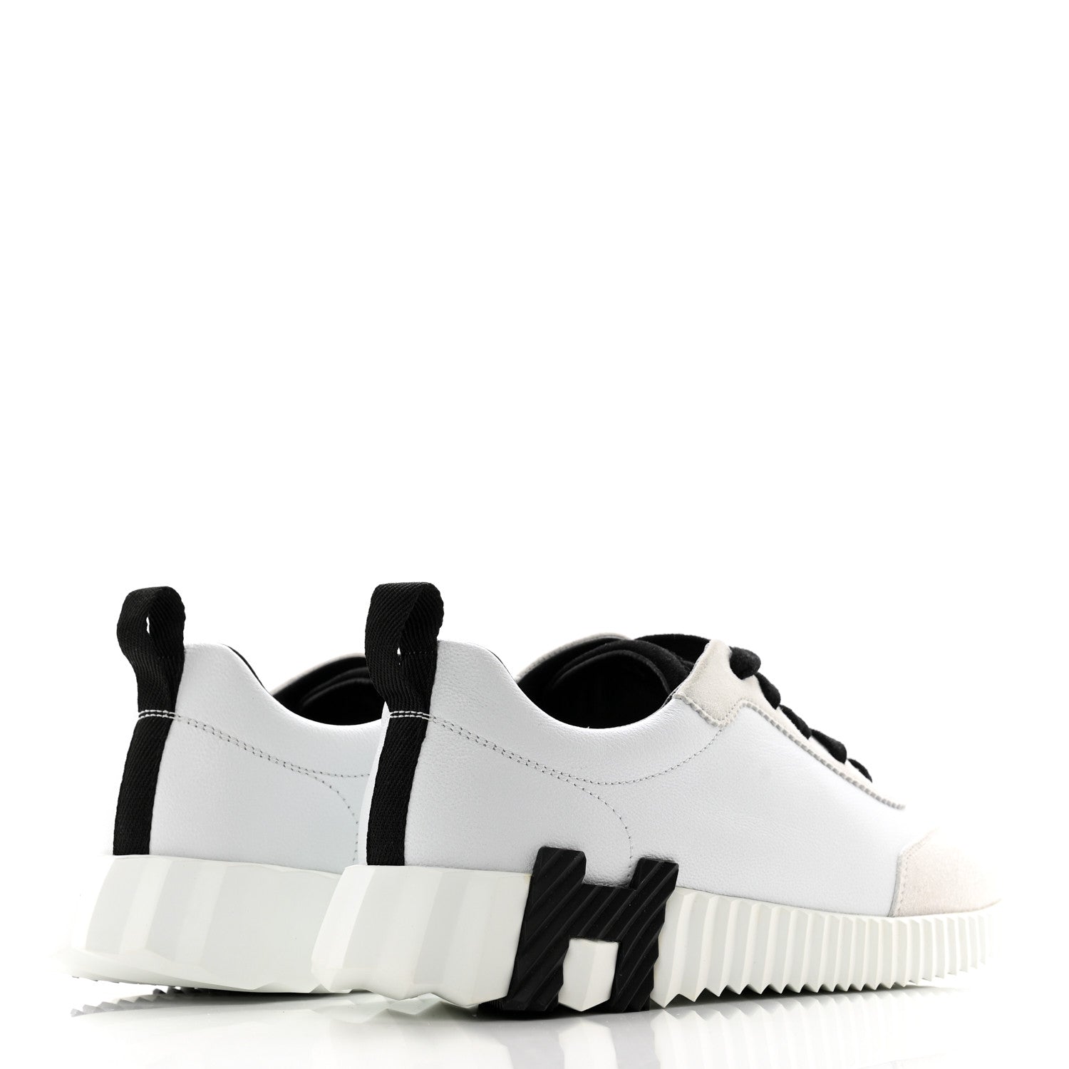 Hermes Goatskin Suede Goatskin Bouncing Sneakers 36.5 White Black 4 of 11