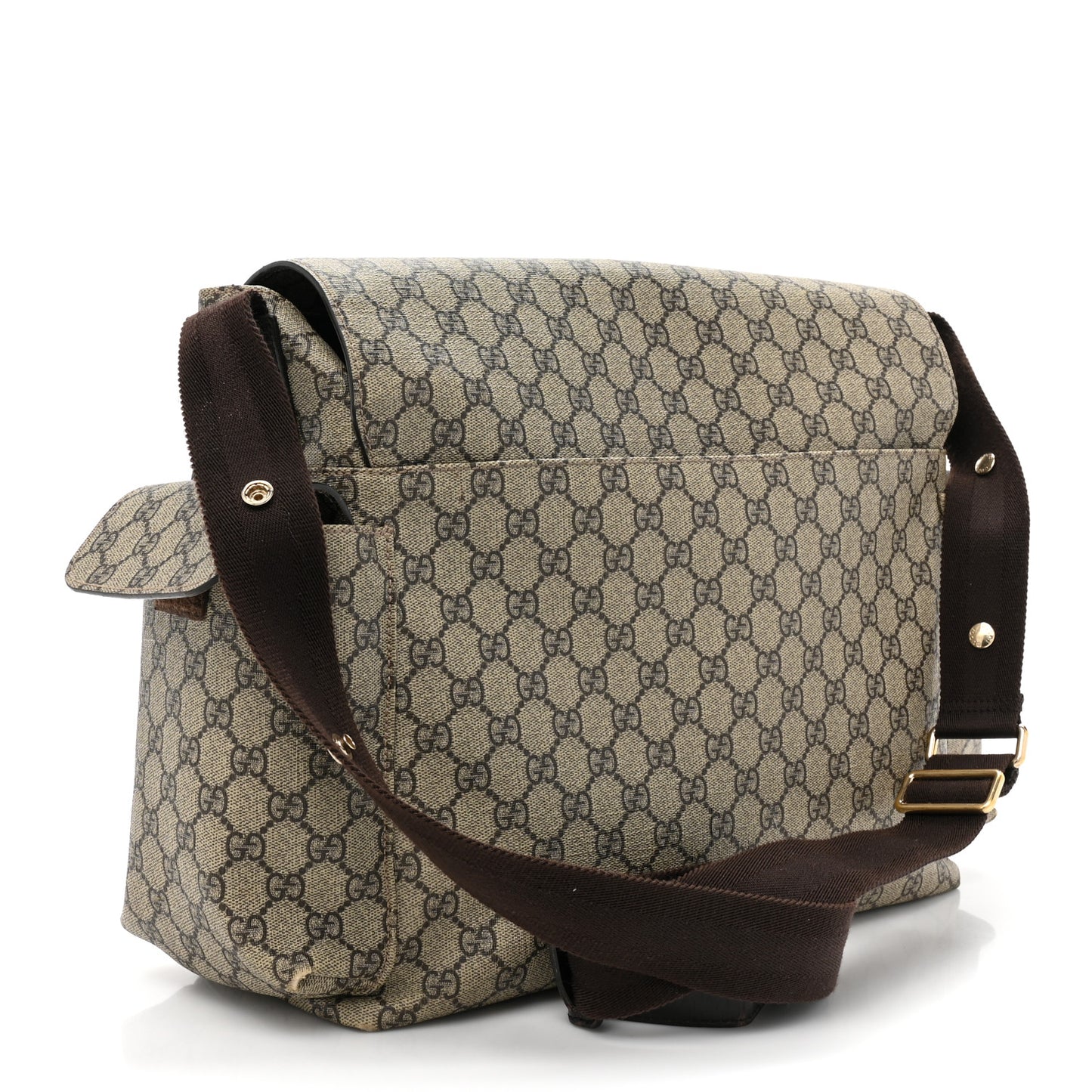 GG Plus Monogram Messenger Diaper Bag Dark Brown