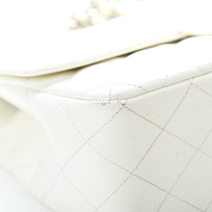 Chanel Caviar Quilted Jumbo Single Flap White 10 of 16