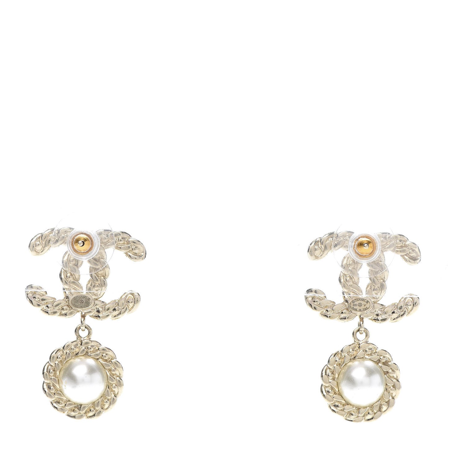 Crystal Pearl Pearls Coronation CC Drop Earrings Gold